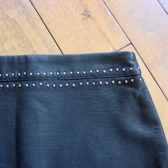 SUNCOO Paris Black Leather Mini Skirt Silver Studs Moto Grunge Size Small - Picture 11 of 13